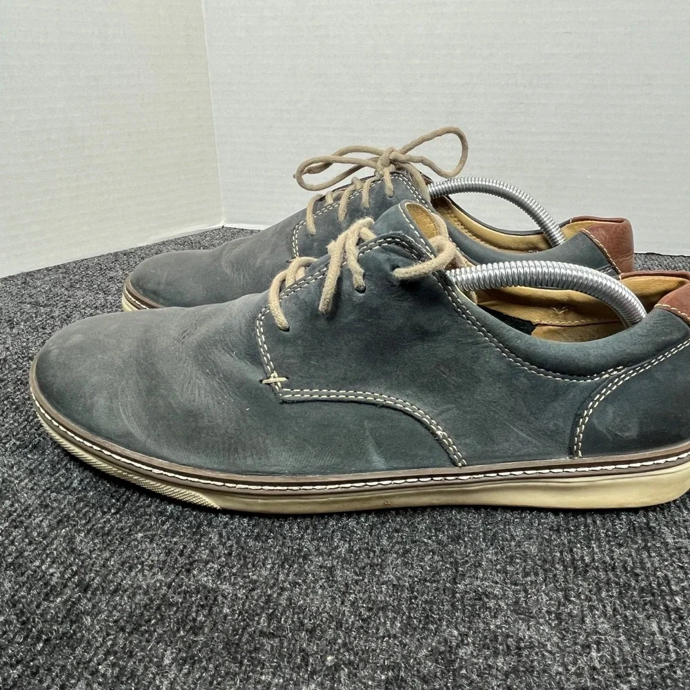 Johnston & Murphy McGuffey Derby Mens 11.5 Blue Nubuck Leather Casual Oxford